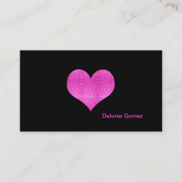 PixDezinesフェイクグリッターホットピンクハート 名刺