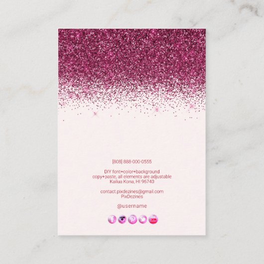 PixDezinesフェイクグリッター、レッドさくらんぼ 名刺 (裏面)