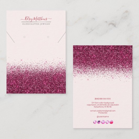 PixDezinesフェイクグリッター、レッドさくらんぼ 名刺 (正面/裏面)