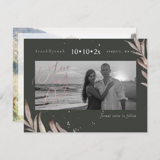 PixDezinesフェイクバラ金ゴールド救の出葉の日付 ポストカード (正面/裏面)