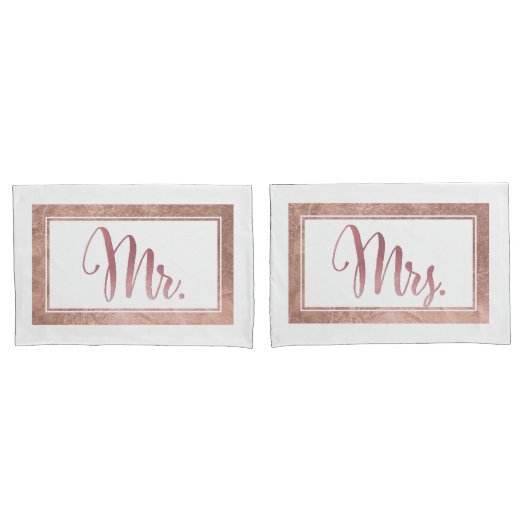 PixDezinesフェイクバラ金ゴールド/Mr/Mrs 枕カバー (フロントセット)