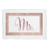 PixDezinesフェイクバラ金ゴールド/Mr/Mrs 枕カバー (正面左)