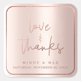 PixDezinesフェイクバラ金ゴールドLOVE+感謝してい スクエアシール