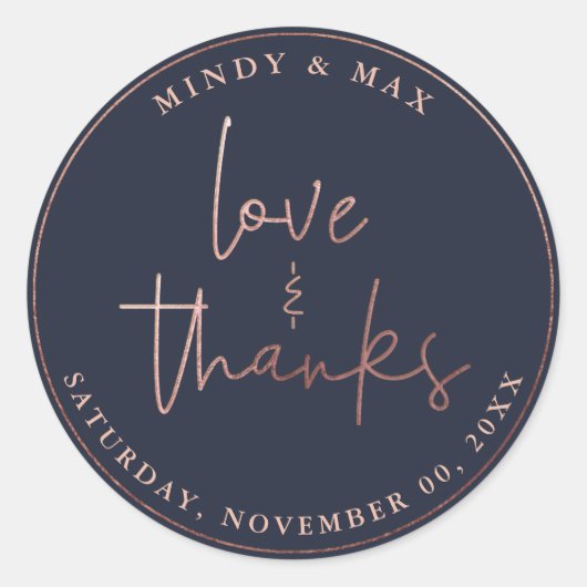 PixDezinesフェイクバラ金ゴールドLOVE+感謝してい|DIY COLOR ラウンドシール (正面)