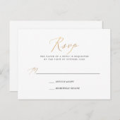 PixDezinesフェイク金ゴールドエレガント書道RSVP インビテーションポストカード (正面/裏面)
