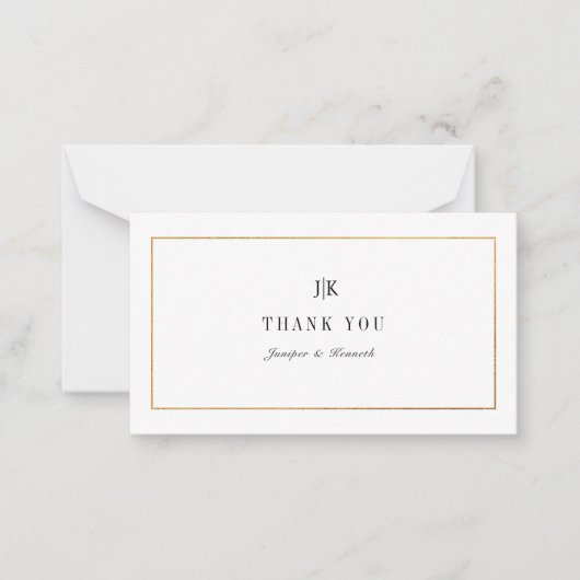 PixDezinesフェイク金ゴールドクラシックThank You Note Card ノートカード (正面)