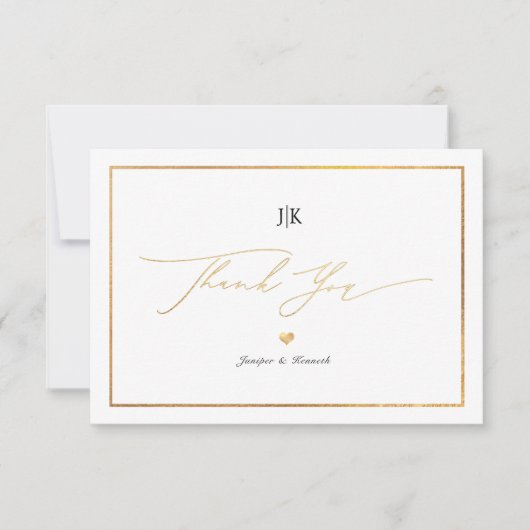 PixDezinesフェイク金ゴールドクラシックThank You Note Card ノートカード (正面)