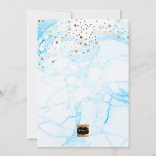 PixDezinesフェイク金ゴールドスター、Aスター生まれ 招待状 (裏面)