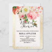 PixDezinesフェイク金ゴールドスペック/バラ/ブライダルシャワー 招待状 (裏面)