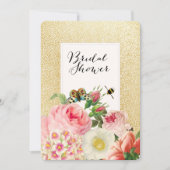 PixDezinesフェイク金ゴールドスペック/バラ/ブライダルシャワー 招待状 (正面)