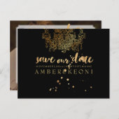 PixDezinesフェイク金ゴールドチャデリア救/私たちの日付 案内ポストカード (正面/裏面)