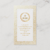 PixDezinesフェイク金ゴールドドット/オリーブリース 名刺 (裏面)