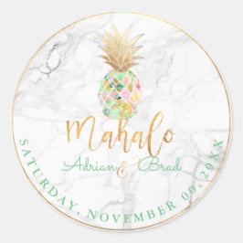 PixDezinesフェイク金ゴールドパイナップル/ミント/大理石 ラウンドシール