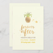 PixDezinesフェイク金ゴールドパイン結婚アップル 招待状 (正面/裏面)