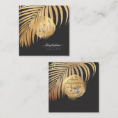 PixDezinesフェイク金ゴールドパームDIY背景 スクエア名刺 (正面/裏面)