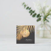PixDezinesフェイク金ゴールドパームDIY背景 スクエア名刺 (スタンド正面)