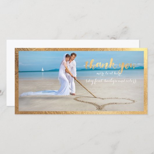 PixDezinesフェイク金ゴールドフレ感謝していーム/ユー結婚ズの写真 サンキューカード (正面/裏面)