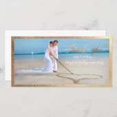 PixDezinesフェイク金ゴールドフレ感謝していーム/ユー結婚ズの写真 サンキューカード (正面/裏面)