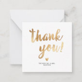 PixDezinesフェイク金ゴールドブラシスクリプトThank You Note C ノートカード (正面)