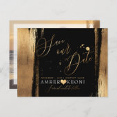 PixDezinesフェイク金ゴールドブラシ救ストロークの日付 ポストカード (正面/裏面)