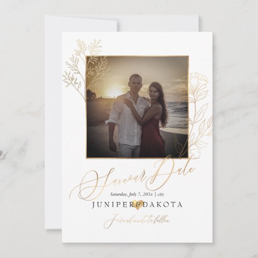 PixDezinesフェイク金ゴールドリシアンサス+デリケート分岐 招待状 (正面)