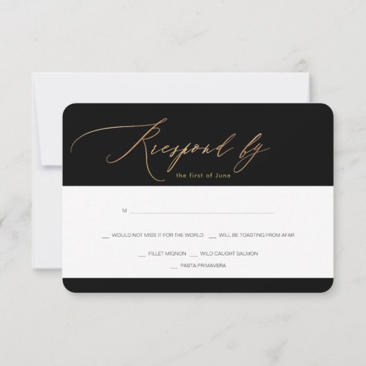 PixDezinesフェイク金ゴールドルクース書道の反応 出欠カード (裏面)