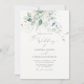 PixDezinesフェイク金ゴールド水カラーユーカリ結婚ス 招待状 (正面)