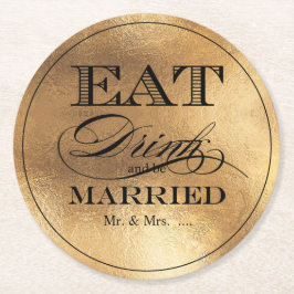 PixDezinesフェイク金ゴールド食べ/ドリンク/Be結婚した ラウンドペーパーコースター
