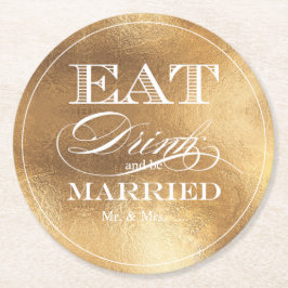 PixDezinesフェイク金ゴールド食べ/ドリンク/Be結婚した ラウンドペーパーコースター