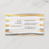 PixDezinesフェイク金ゴールド+シルバーストライプズ 名刺 (裏面)