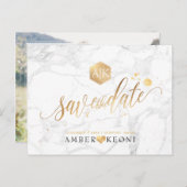 PixDezinesフェイク金ゴールド/モノグラム/大理石救/Our Date ポストカード (正面/裏面)
