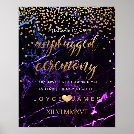 PixDezinesフェイク金ゴールド/大理石#UNPLUGGED式 ポスター (正面)