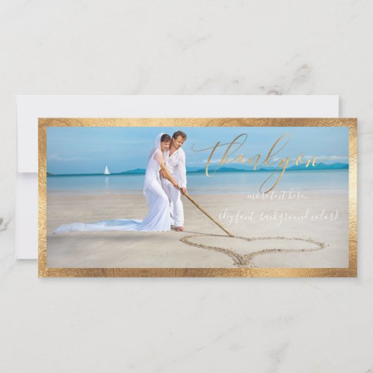 PixDezinesフェイク金ゴールド/感謝していユーズの写真結婚。 サンキューカード (正面)
