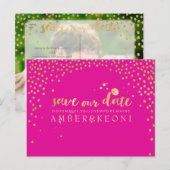 PixDezinesフェイク金ゴールド/紙吹雪救/日付/DIYカラー 案内ポストカード (正面/裏面)