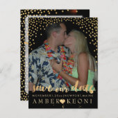 PixDezinesフェイク金ゴールド/紙吹雪救/日付/DIYカラー 案内ポストカード (正面/裏面)