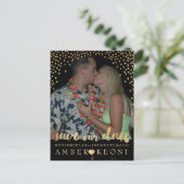 PixDezinesフェイク金ゴールド/紙吹雪救/日付/DIYカラー 案内ポストカード (スタンド正面)