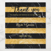 PixDezinesフェイク金ゴールド/黒の大理石ストライプ ワインラベル (シングルラベル)