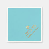 PixDezinesフェイク金ゴールド、DIYターコイズバルミツワー スタンダードカクテルナプキン (正面)