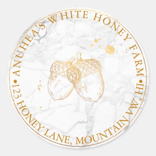 PixDezinesフェイク金ゴールドACORNS+MARBLE ラウンドシール (正面)