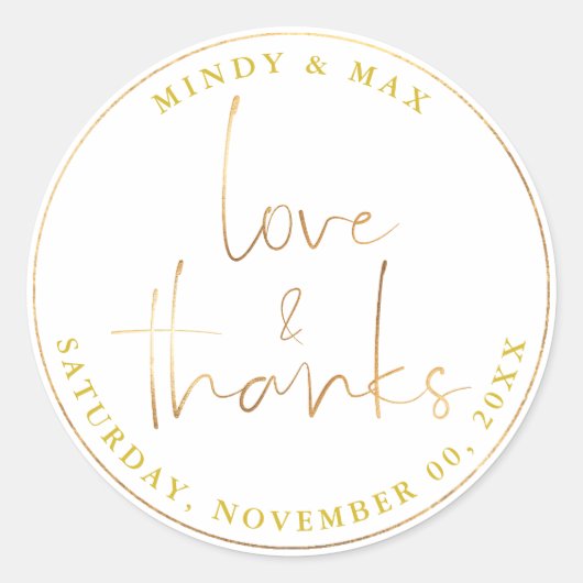 PixDezinesフェイク金ゴールドLOVE+感謝してい|DIY COLOR ラウンドシール (正面)