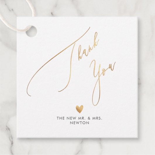 PixDezinesフェイク金ゴールドLuxe書道ありがとうFa フェイバータグ (正面)