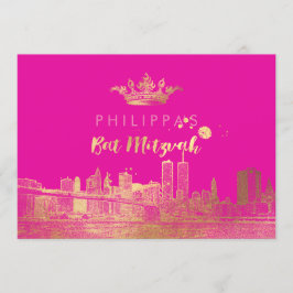 PixDezinesフェイク金ゴールドNYC/(ユダヤ教の)バル・ミツバー/DIYcolor 招待状