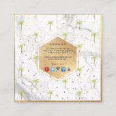 PixDezinesフェイク金ゴールドPALM TREE+MARBLE スクエア名刺 (裏面)