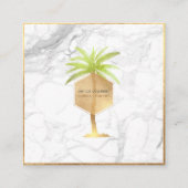 PixDezinesフェイク金ゴールドPALM TREE+MARBLE スクエア名刺 (正面)