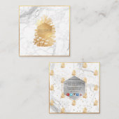 PixDezinesフェイク金ゴールドPINECONES+MARBLE スクエア名刺 (正面/裏面)