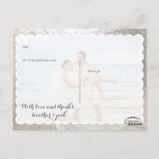 PixDezinesフェイク silver/結婚sの写感謝してい真あなた ポストカード (裏面)