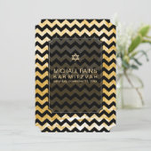 PixDezinesフォイルフェイク/シェブロンバー（ユダヤ教の）バル・ミツバー 招待状 (スタンド正面)