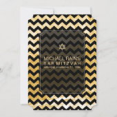 PixDezinesフォイルフェイク/シェブロンバー（ユダヤ教の）バル・ミツバー 招待状 (正面)