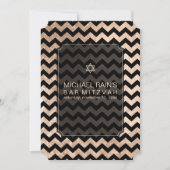 PixDezinesフォイルフェイク/シェブロンバー（ユダヤ教の）バル・ミツバー 招待状 (正面)