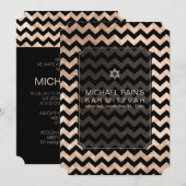 PixDezinesフォイルフェイク/シェブロンバー（ユダヤ教の）バル・ミツバー 招待状 (正面/裏面)